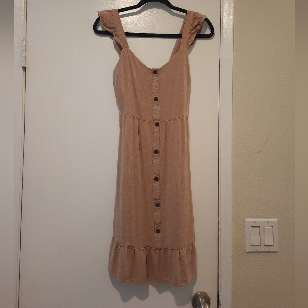 Monteau Tan Button-Front Dress